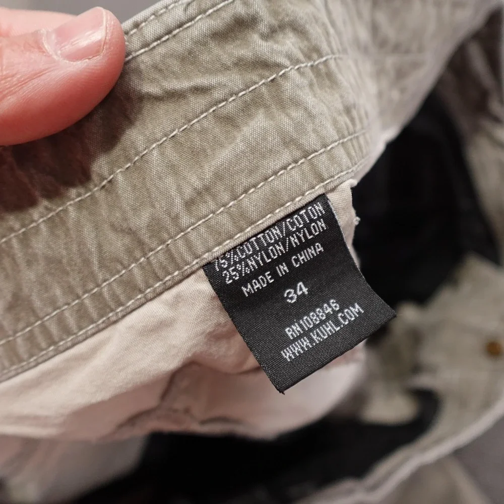 Kuhl Cargo Shorts Mens 34 Beige Crag Series Cotton Nylon 12 Inseam Outdoor Trail